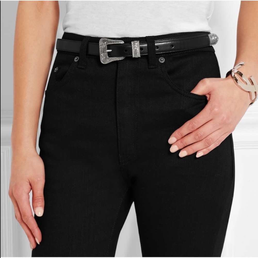 St Laurent Skinny Black Belt